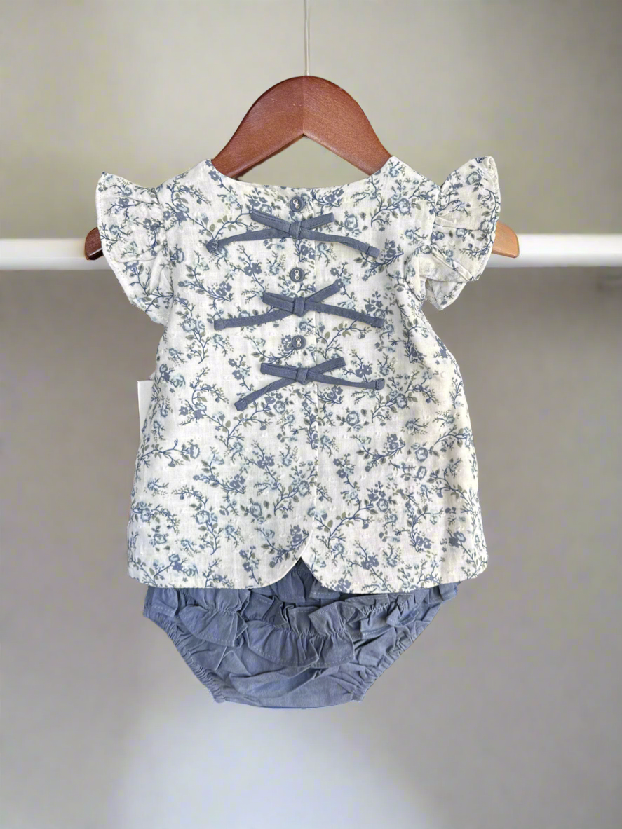 Celia Floral Muslin Baby Bow Blouse +Bloomer