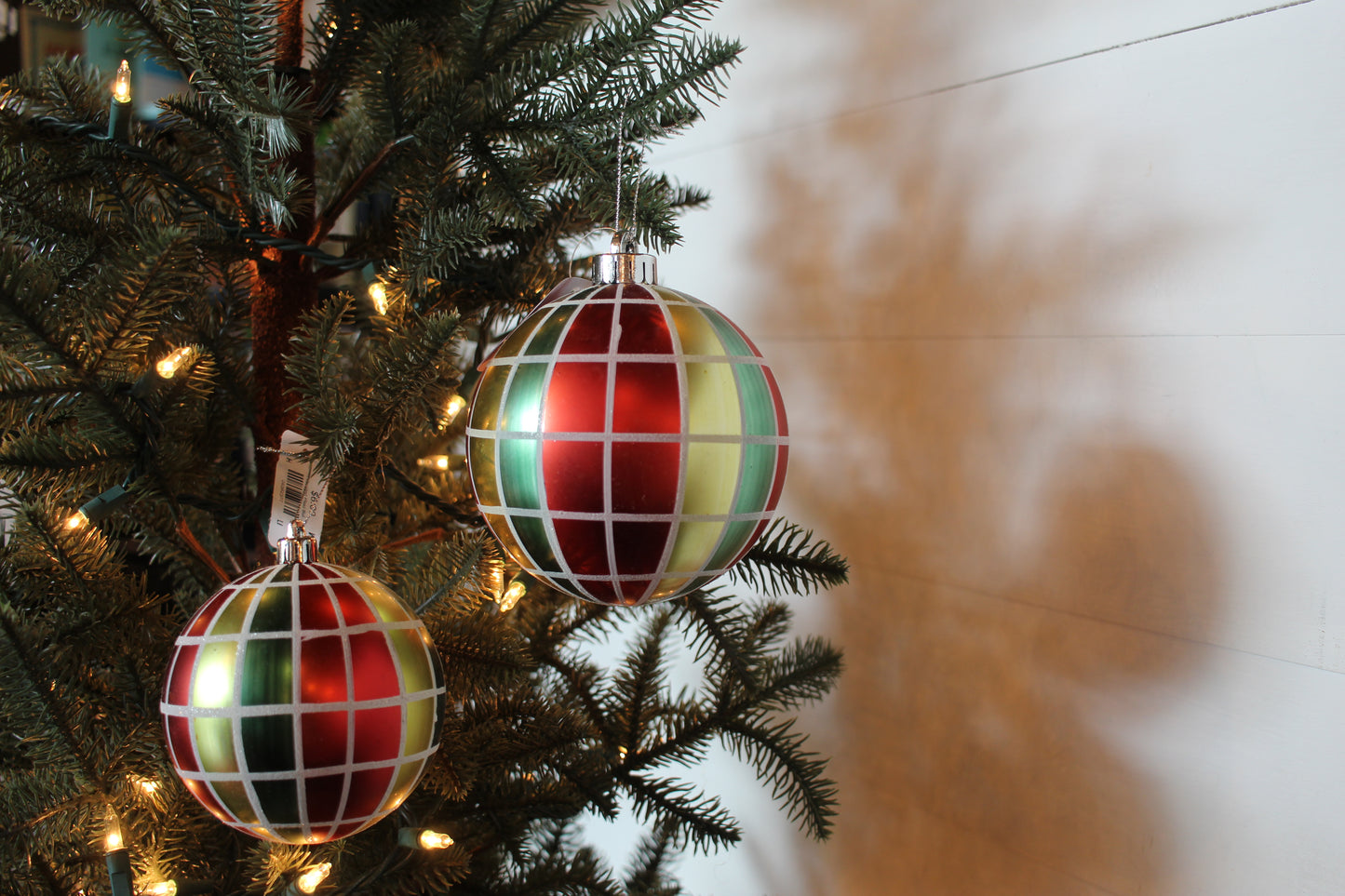 Painted Plaid Ball Ornament Large