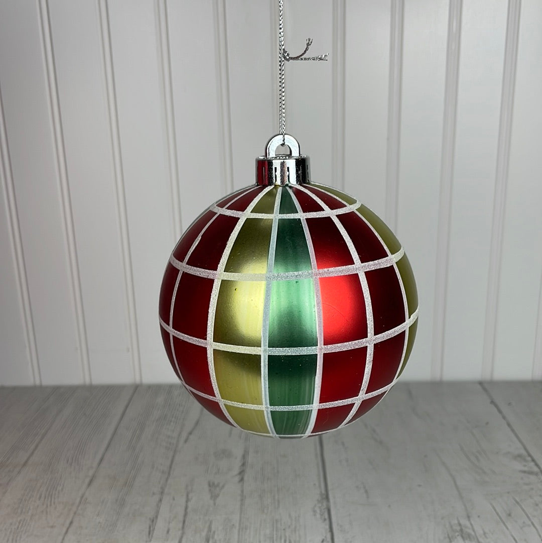 Painted Plaid Ball Ornament Large