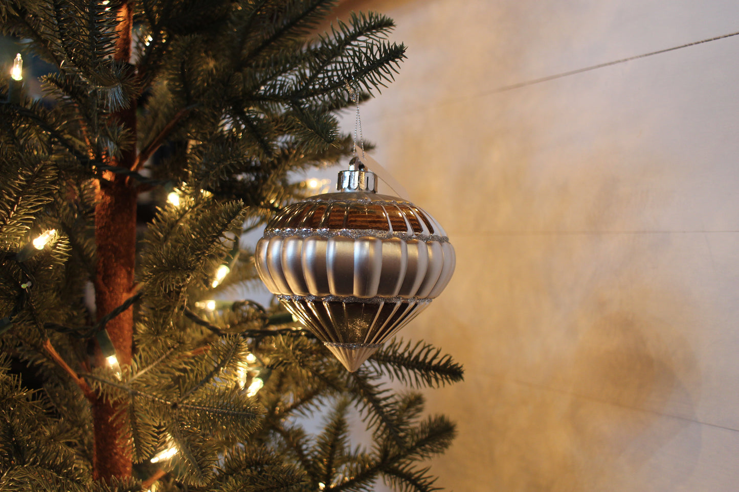 Silver Ribbed Onion Ornament