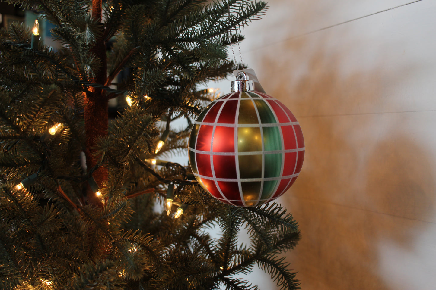 Painted Plaid Ball Ornament Large