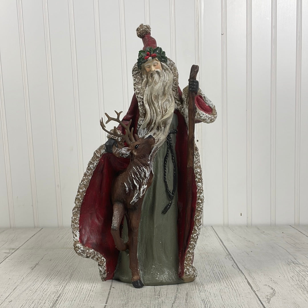 13" RSN ALPINE SANTA W/DEER & STAFF"