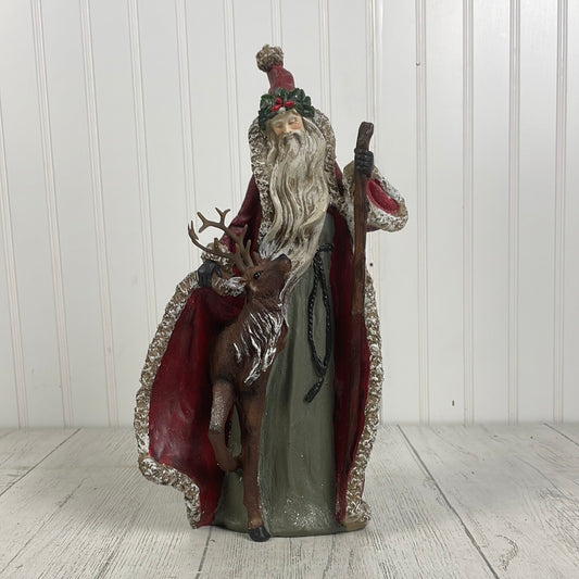 13" RSN ALPINE SANTA W/DEER & STAFF"