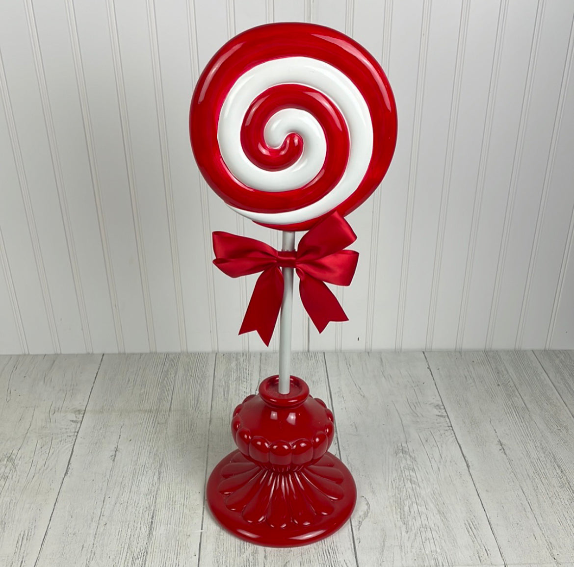 22in Peppermint Swirl Lollipop on Red Base