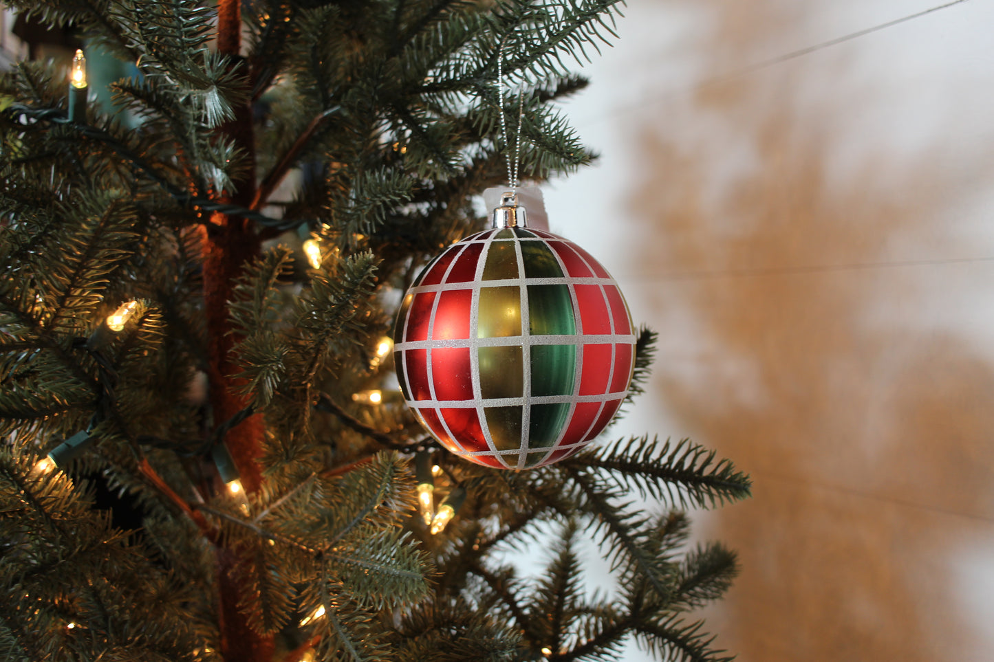 Painted Plaid Ball Ornament