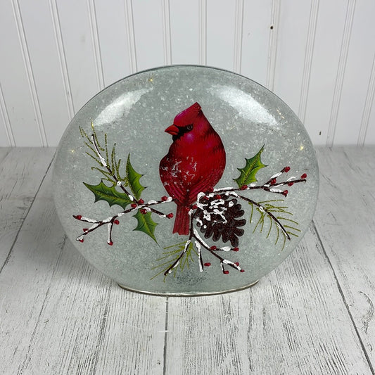 Light Up Red Cardinal on Glass Dome