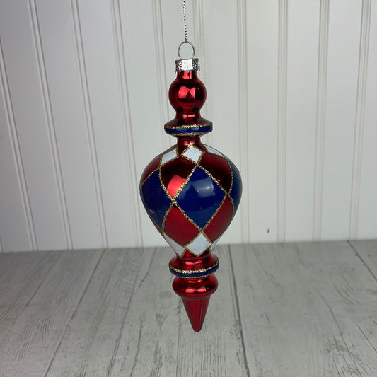 6-8" Glass Nutcracker Check Finial