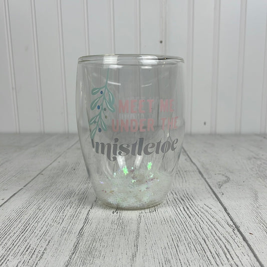 20oz Double Walled Mistletoe Wine Glass