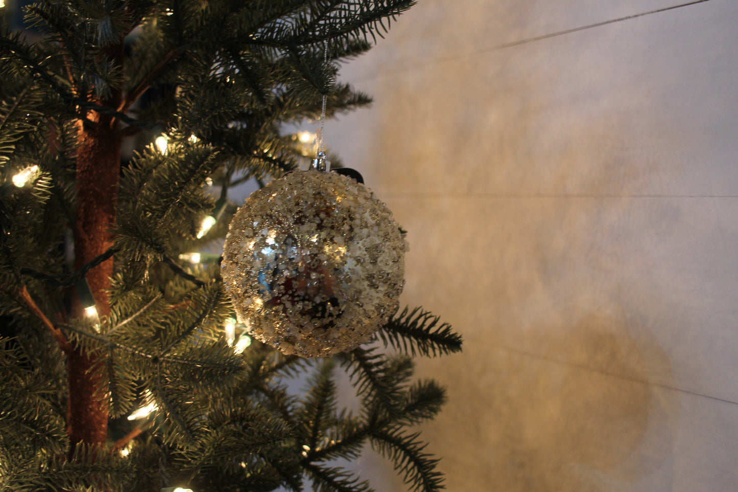 4" Iced Metallic Ball Ornament