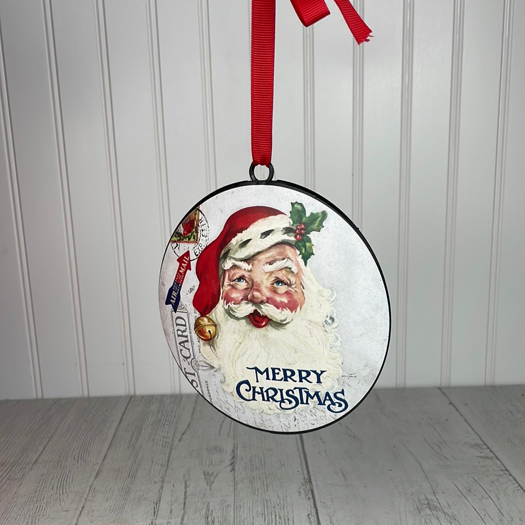 6" Vintage Postage Stamp Disc Ornament