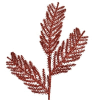 30" Glitter Fern Spray Red